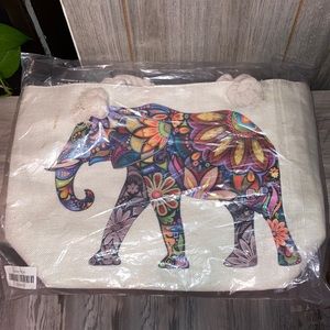 New With Tags Boho Floral Elephant Tote Bag